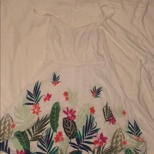 Old Navy White with Floral Print Skirt Dress